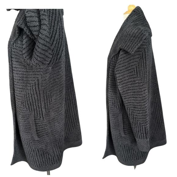 Barefoot Dreams Angular Striped Cardi Gray Black Soft Thick Women’s Large $198 - Picture 9 of 14